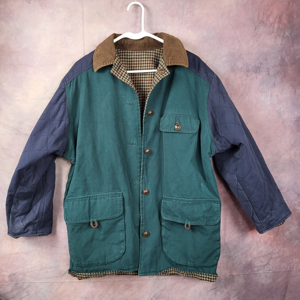 Vintage EXPRESS Double Sided Bomber Jacket Mens XS Cotton/Wool/Leather Hong Kong